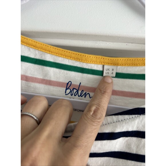 Boden Rainbow Stripes Ahead Of The Rest T Shirt Size 4 - Picture 3 of 5